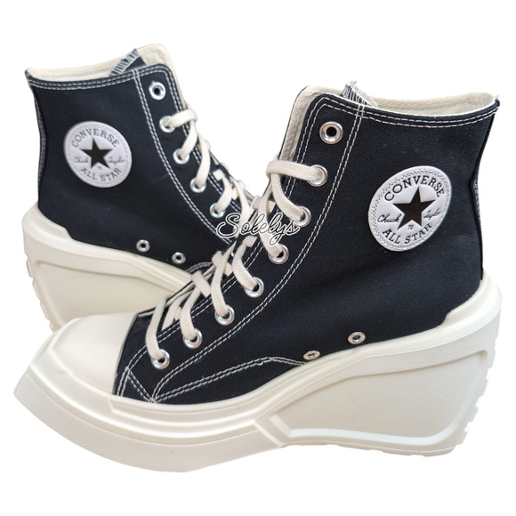 Converse Shoes - Converse Chuck 70 De Luxe Wedge Platform Black Egret Canvas Sneaker Womens 9.5